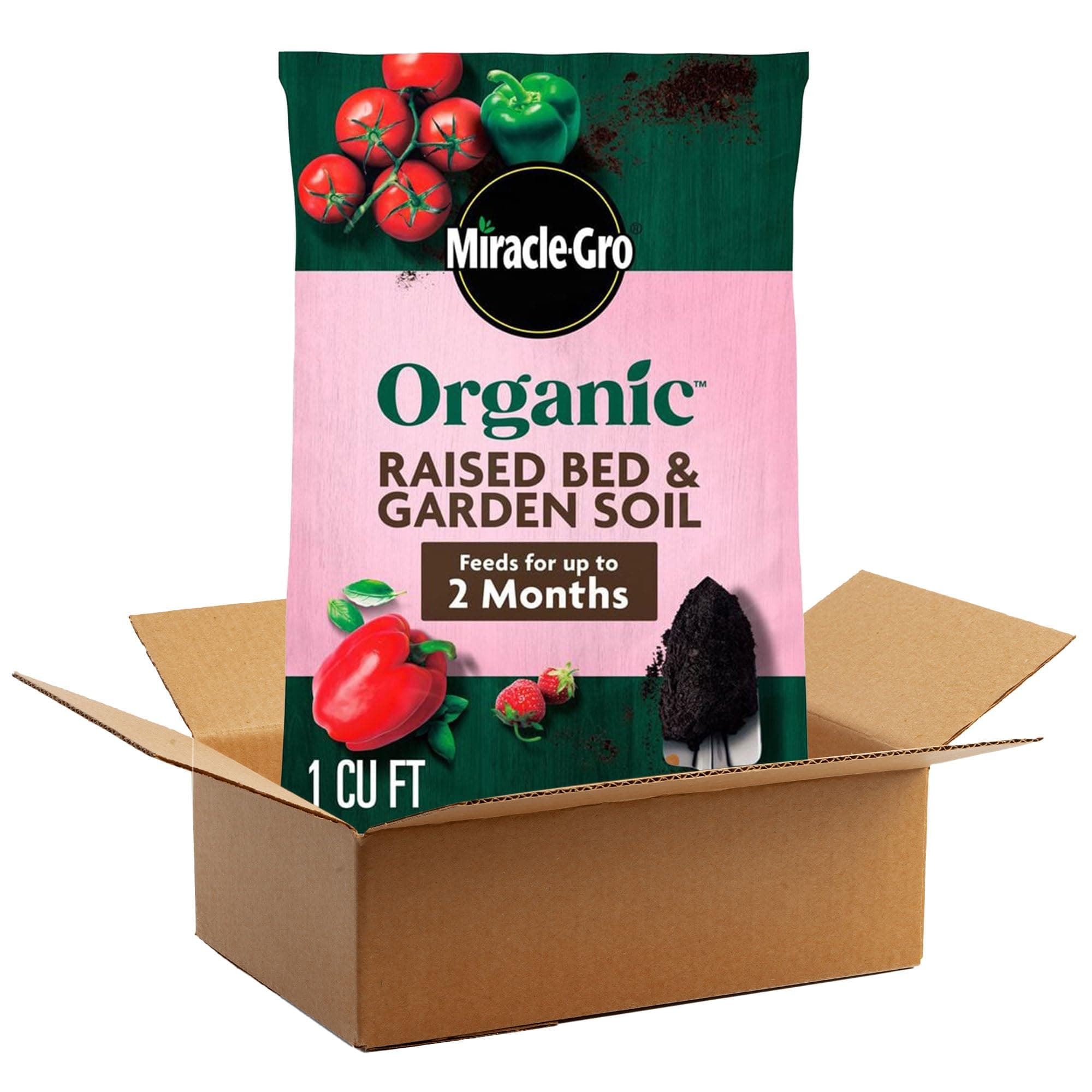 Miracle-Gro Organic Raised Bed and Garden Soil with Quick Release Natural Fertilizer, Peat Free, Feeds Plants Up to 2...